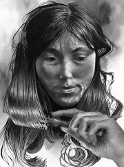 Inuit Woman Brushing Hair